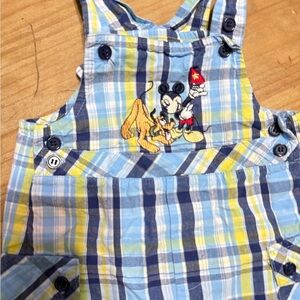 Vintage Plaid Blue and Yellow Kids Overalls